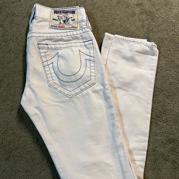 Vintage True Religion Jeans Made In USA White Y2K Size 27 Skinny Straight - Picture 2 of 5